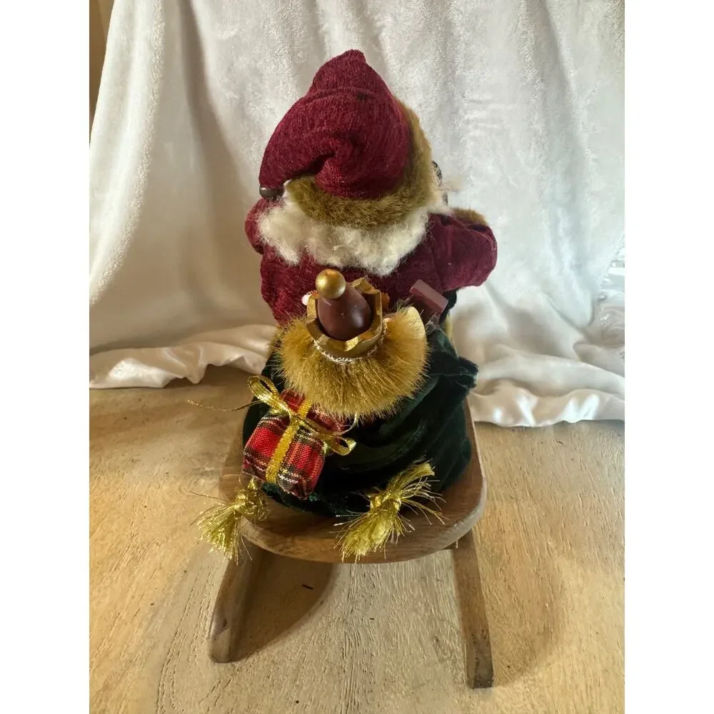 Vintage Old World Santa Wooden Sled Sleigh 12” Table Top Decor Shelf Sitter Y2K